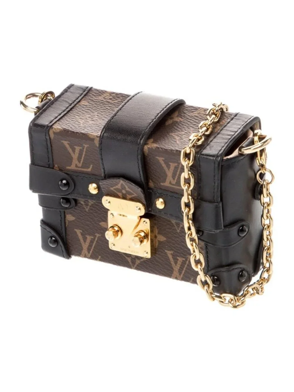 Louis Vuitton Monogram Essential Trunk NM Chain Shoulder Bag Brown, lux